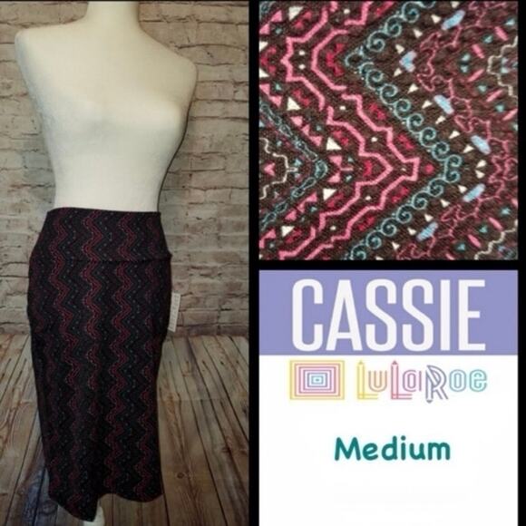 Nwt LuLaRoe Teal & Mauve Cassie Skirt - Picture 2 of 2